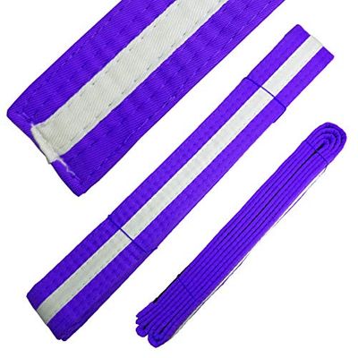 Ace Martial Arts Supply White Stripe Color Belts (Purple, 7)
