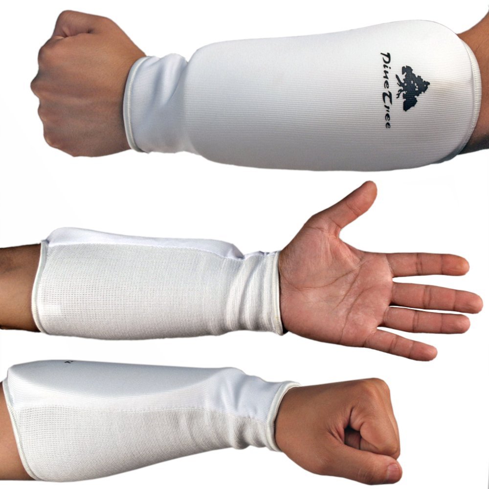 Cloth Forearm Guard Taekwondo, Martial Arts, MMA Forearm Protective Gear Protector for Sparring (Black/White; Child Small to Adult XL) (White, XXS-CHS)
