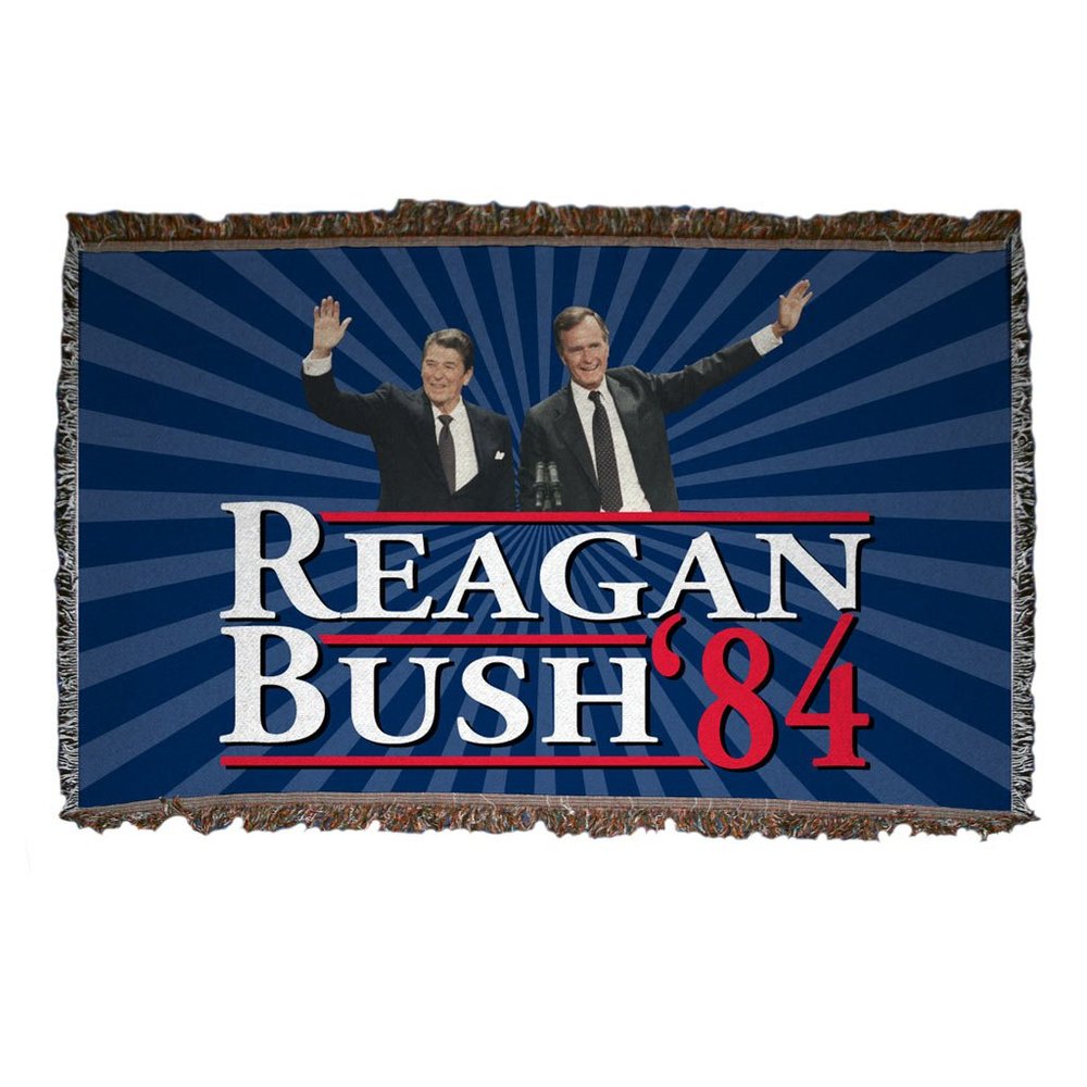 VictoryStore Blanket - Reagan and Bush 1984 Woven Blanket, 1984 Campaign Design, Polyester, 35x54 Inches