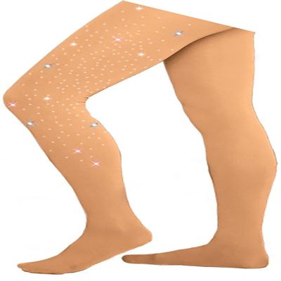 ChloeNoel Figure Skating Light Tan Footed Tights TF8830 w/Crystals - Adult Extra Large