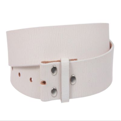 1 1/2" (38 mm) Snap On Distressed Genuine Leather Belt Strap Size: XL - 42 Color: White