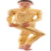 Seeksmile Unisex Hollow-Carved Shiny Dancewear Catsuit Bodysuit (Medium, Gold) view 1