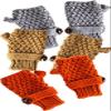 Evergreen Family Products BUTTON FINGERLESS KNIT GLOVES, 3 Assorted, CAMEL, ORANGE, LIGHT GREY view 1