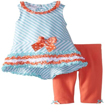 Bonnie Jean Girls' Little Stripe Knit Hi-Low Legging Set, Min, 2T