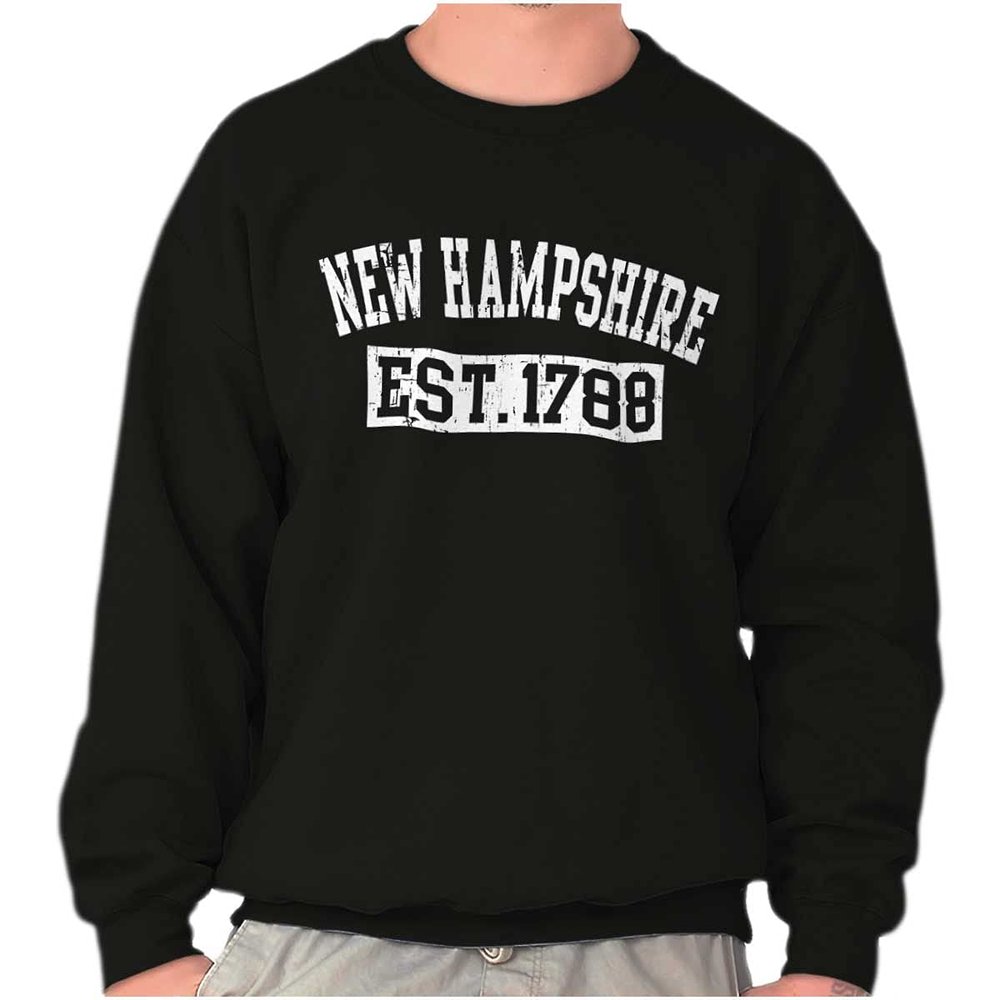 Classic Teaze New Hampshire Distressed Athletic Sweatshirt for Men or Women Black