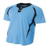 A4 Mens 2-Button Color Block Henley, 2XL, Lt. Blue/Blk view 1