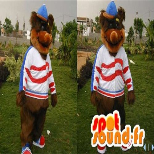 Personalised SpotSound Amazon Brown Bear Mascot with Cap, Brown