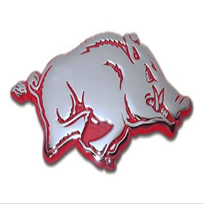 Arkansas UA Razorbacks Metal Auto Emblem with Red Trim