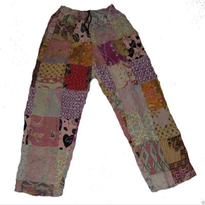 Fair Trade Patchwork Trousers Real Patches in Old Batik Material by Terrapin (Large)