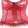 Coquette Women's Powernet Lace Bustier with Ruffle Neckline and Hem Detail with Removable Garters, Merlot, Large view 2