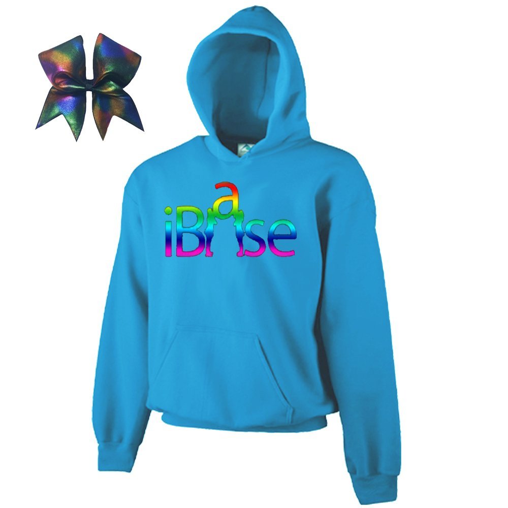 iBase Cheer Combow- Rainbow Print (Neon Blue, Adult Small)