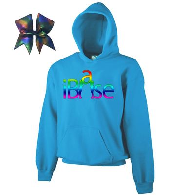 iBase Cheer Combow- Rainbow Print (Neon Blue, Adult Medium)
