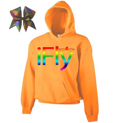 iBase Cheer Combow- Rainbow Print (Neon Orange, Adult Medium)