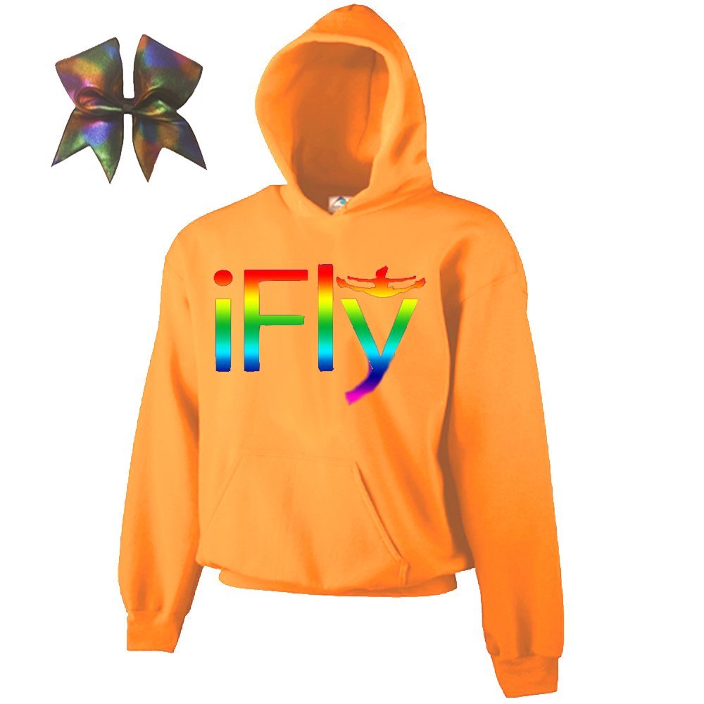 iBase Cheer Combow- Rainbow Print (Neon Orange, Adult Medium)