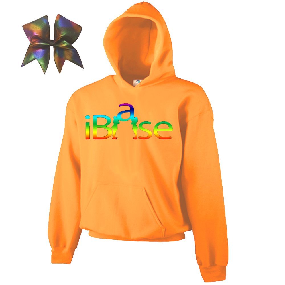 iBase Cheer Combow- Rainbow Print (Neon Orange, Adult Large)