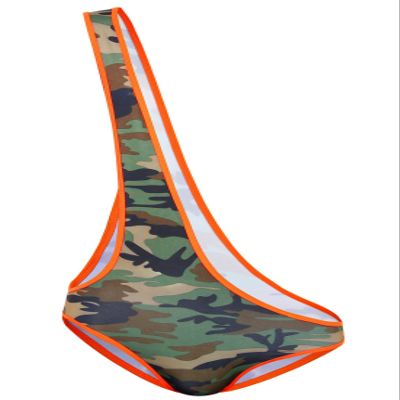 Cedir Men's Camouflage One-shoulder Bodysuit Wrestling Singlet Vest Leotard M