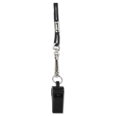 WHISTLE,W/LANYARD,BK
