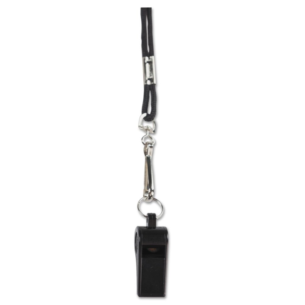 WHISTLE,W/LANYARD,BK
