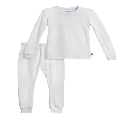 City Threads Made in USA Little Girls Thermal Underwear Set Perfect for Sensitive Skin SPD Sensory Friendly Base Layer Thermal Wear Cotton Ski Clothing for Kids Comfortable Ultra Soft, White- 4T