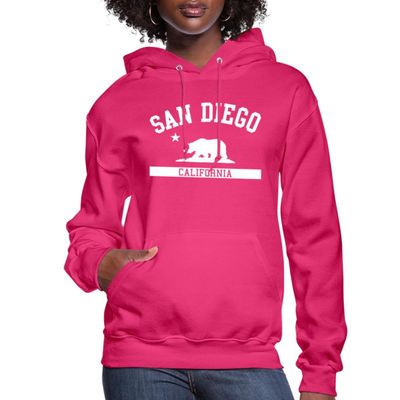 Spreadshirt San Diego California State Women's Hoodie, XL, Fuchsia