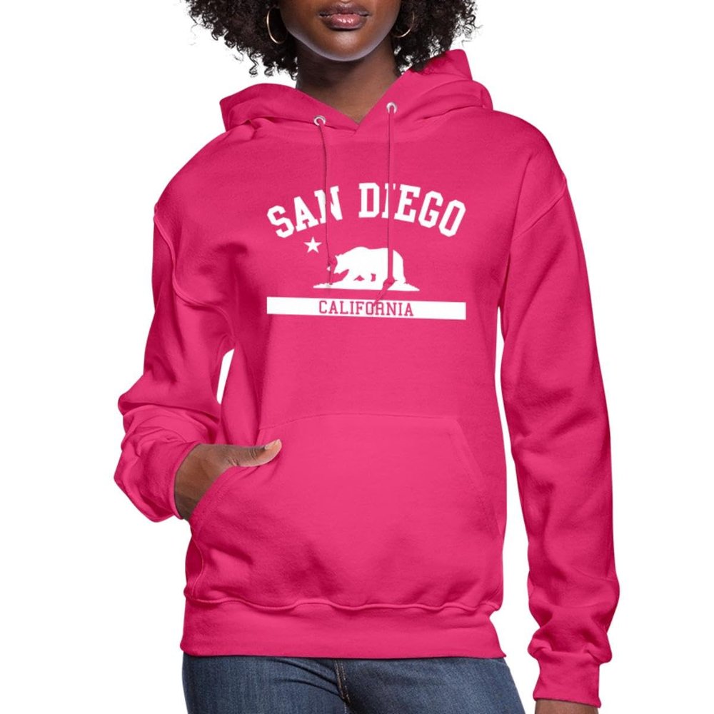Spreadshirt San Diego California State Women's Hoodie, XL, Fuchsia