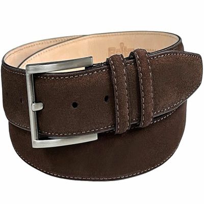 Belts.com 19000 Men's Suede Belt Genuine Leather Casual Dress Belt 1-3/8"(35mm) Wide (Brown, 40)