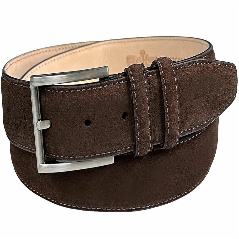 Belts.com 19000 Men's Suede Belt Genuine Leather Casual Dress Belt 1-3/8"(35mm) Wide (Brown, 40)