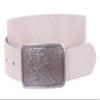 1 1/2" (38 mm) Snap On Distressed Genuine Leather Belt Size: M/L - 36 Color: White