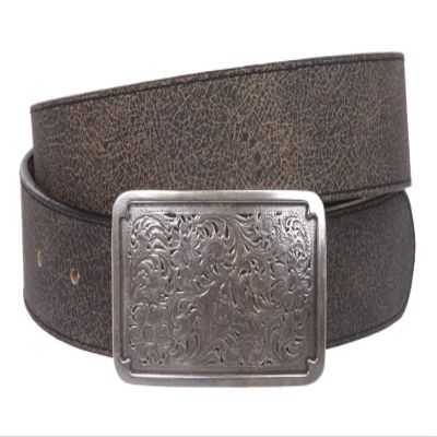1 1/2" (38 mm) Snap On Distressed Genuine Leather Belt Size: L/XL - 39 Color: Black