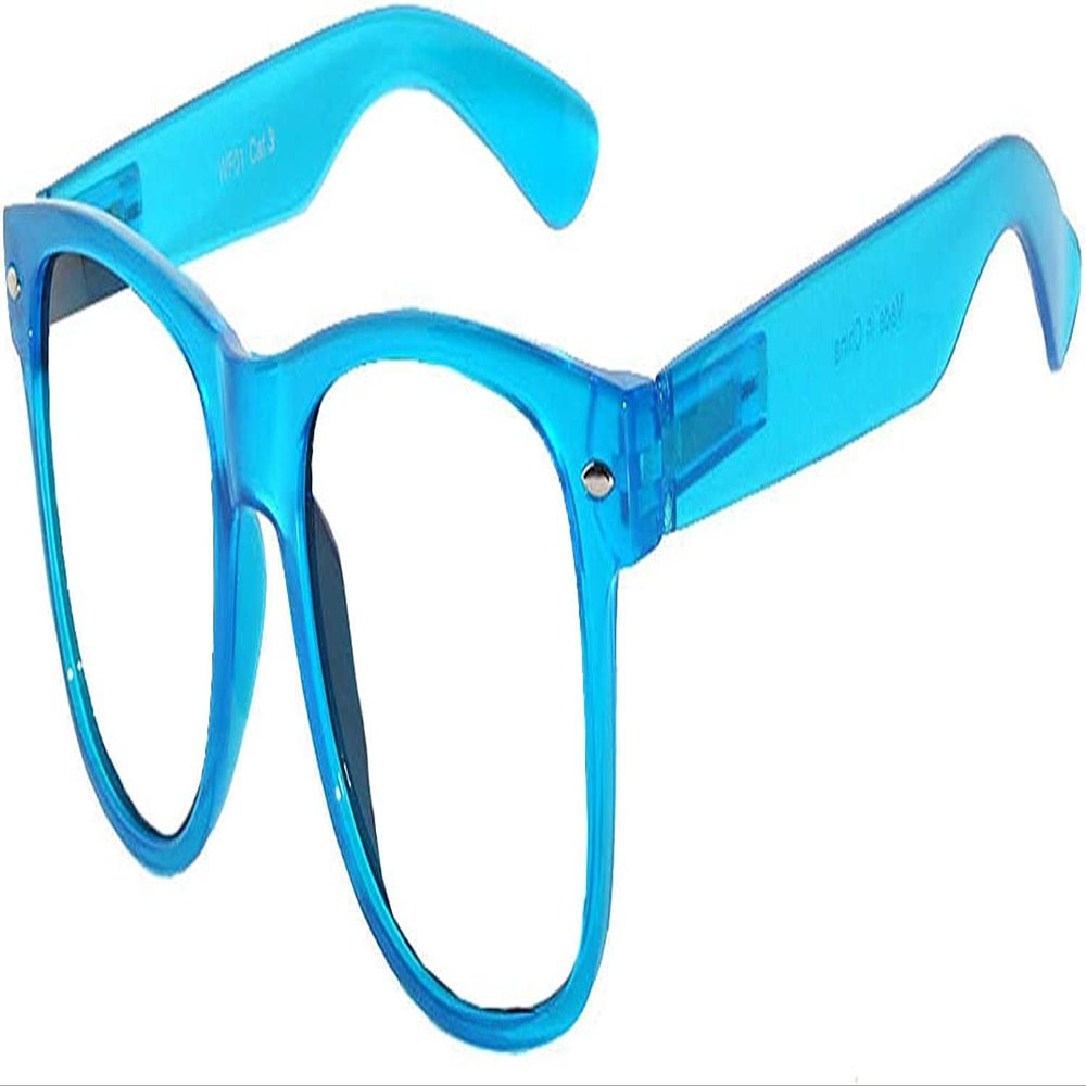 Classic Vintage Sunglasses Clear Lens Blue Frame UV Protection