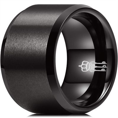 THREE KEYS JEWELRY Mens Tungsten Carbide Unisex Brushed Flat Black Wedding Bands Rings for Men 8mm Comfort Vintage Size 9