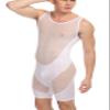 Cedir Men's Splice Wrestling Singlet Boxer See Through Leotard Bodysuit Swimwear L White view 3