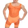 Cedir Men's Splice Wrestling Singlet Boxer See Through Leotard Bodysuit Swimwear XL Orange view 1