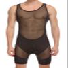 Cedir Men's Splice Wrestling Singlet Boxer See Through Leotard Bodysuit Swimwear XL Black view 1