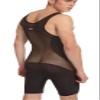Cedir Men's Splice Wrestling Singlet Boxer See Through Leotard Bodysuit Swimwear XL Black view 2