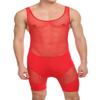 Cedir Men's Splice Wrestling Singlet Boxer See Through Leotard Bodysuit Swimwear XL Red view 1