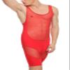 Cedir Men's Splice Wrestling Singlet Boxer See Through Leotard Bodysuit Swimwear XL Red view 2
