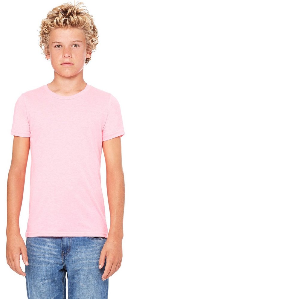 Bella+Canvas Big Boys' Superior Combed Heather Jersey T-Shirt, Large, Neon Pink