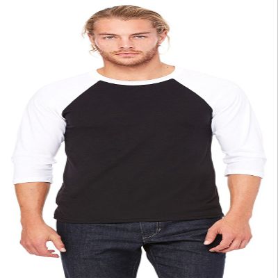 Bella Canvas 3/4-Sleeve Baseball Tee Black/White