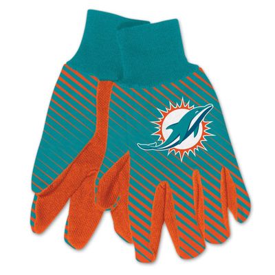 Miami Dolphins Two Tone Gloves,OS, Black/Grey