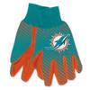 Miami Dolphins Two Tone Gloves,OS, Black/Grey view 1