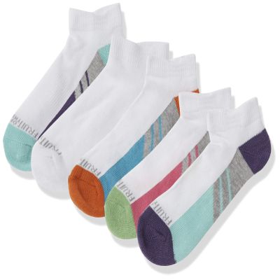 Fruit of the Loom Girl's Everyday Active Cushioned No Show - 6 Pair Pack socks, Multi, 4 10 US