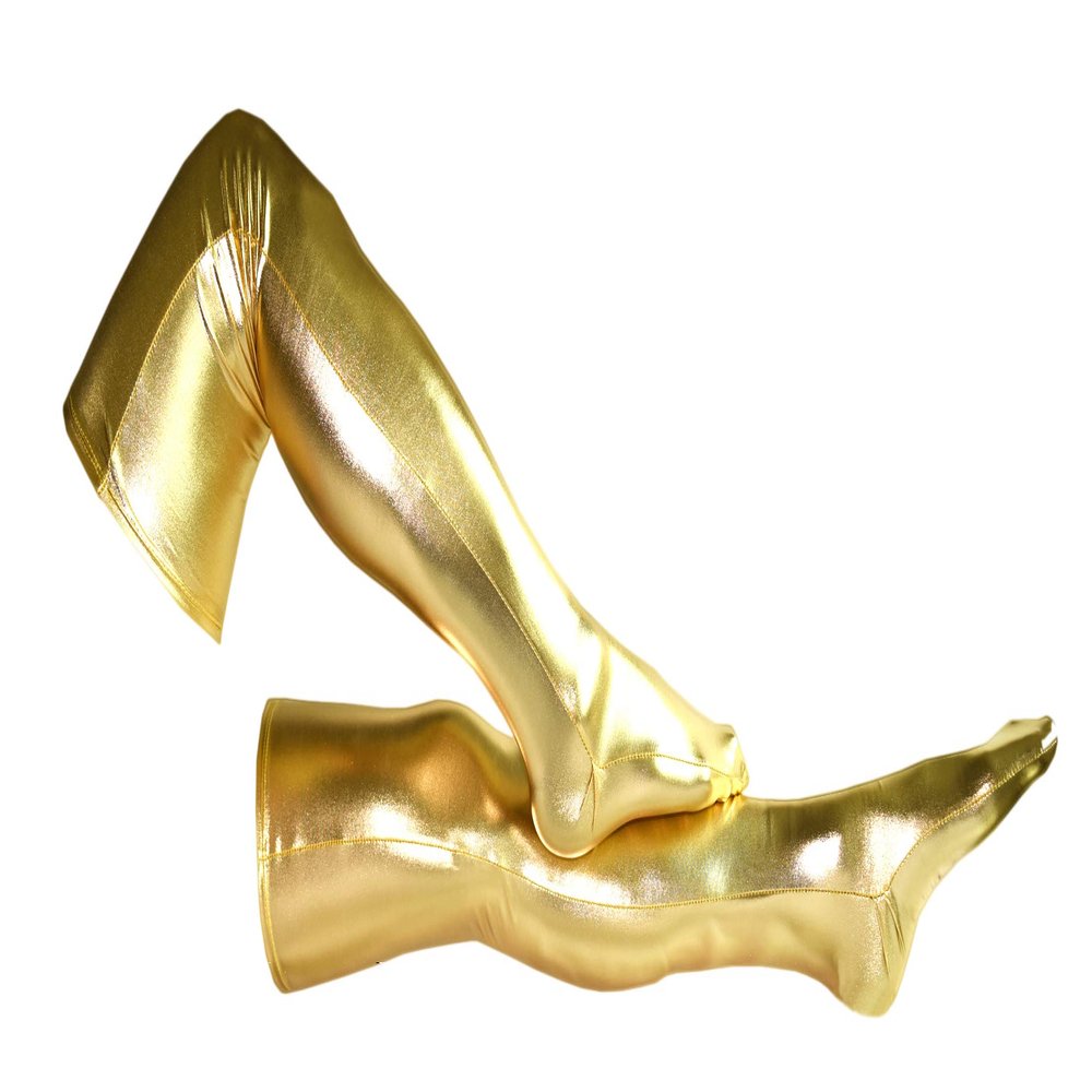 Seeksmile Unisex Shiny Metallic Spandex Skintight Stocking (60 CM, Gold)