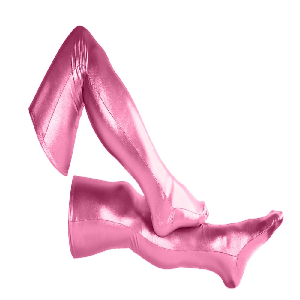 Seeksmile Unisex Shiny Metallic Spandex Skintight Stocking (40 CM, Pink)