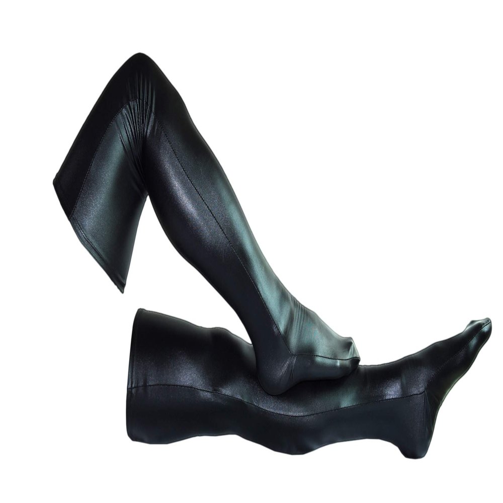 Seeksmile Unisex Shiny Metallic Spandex Skintight Stocking (40 CM, Black)