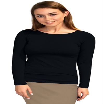 Kosher Casual High Neck Long Sleeve Top for Women Modest Layering Undershirt from XL Black