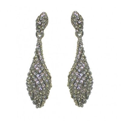 CAROLINE silver plated crystal clip on earrings