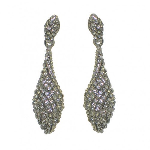 CAROLINE silver plated crystal clip on earrings