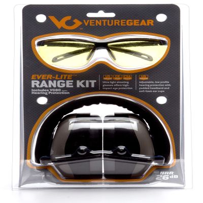Venture Gear by Pyramex Shooting Glass and Hearing Protection Range Kit, Amber Glasses/Gray Earmuffs,Unisex-Adult,VGCOMBO8630