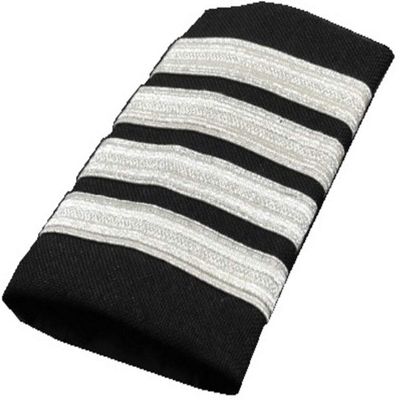 AeroPhoenix - Pilot Four Bar Epaulets - Captain - Silver Metallic on Black